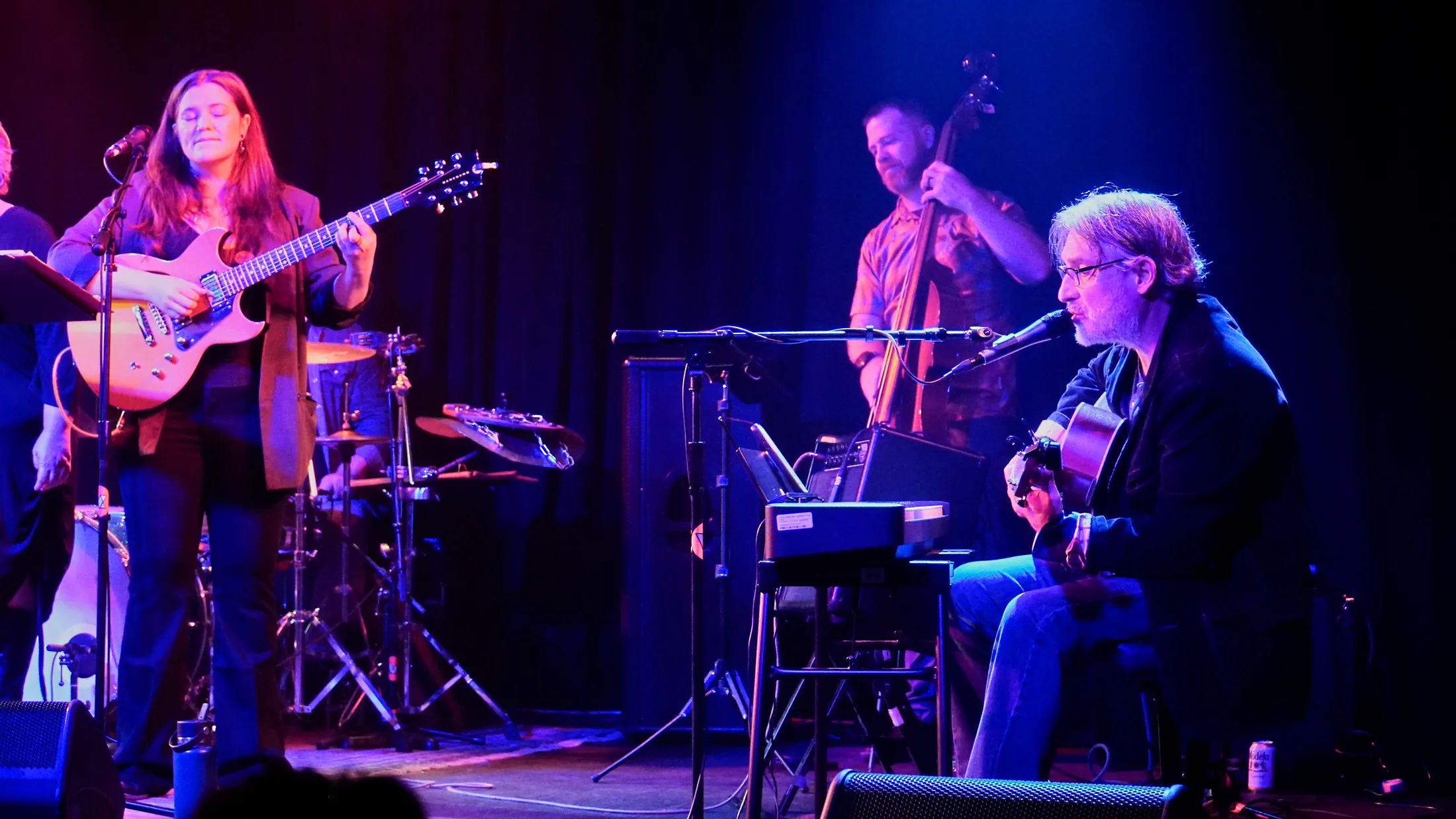 Guitarist and Martin Daniels with the upright bass behind them, Boise, Idaho concert photo by Rusty Rehl