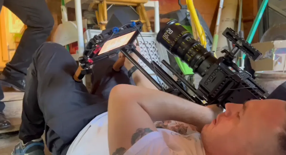Rusty Rehl, Boise, Idaho filmmaker, shooting from a low angle on the set of Opportunity